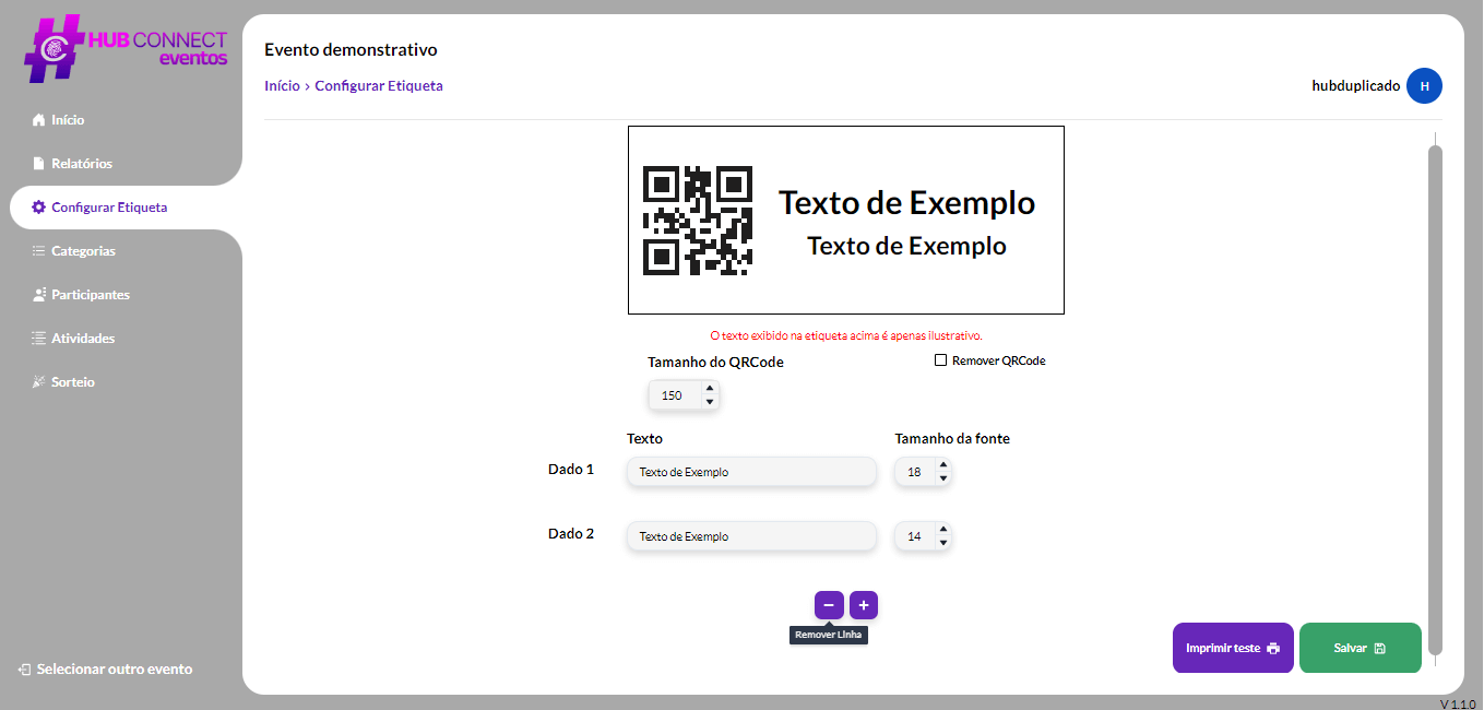 Edição de etiqueta com ou sem QR Code